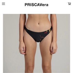 NWT PRISCAVera Black Flame Bikini Swim Bottoms Size Medium